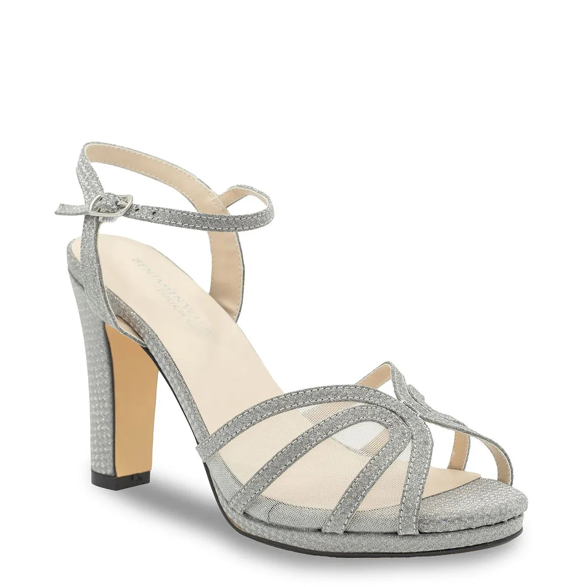 Anya Silver | High Stable Heel Platform Sandals | Benjamin Walk