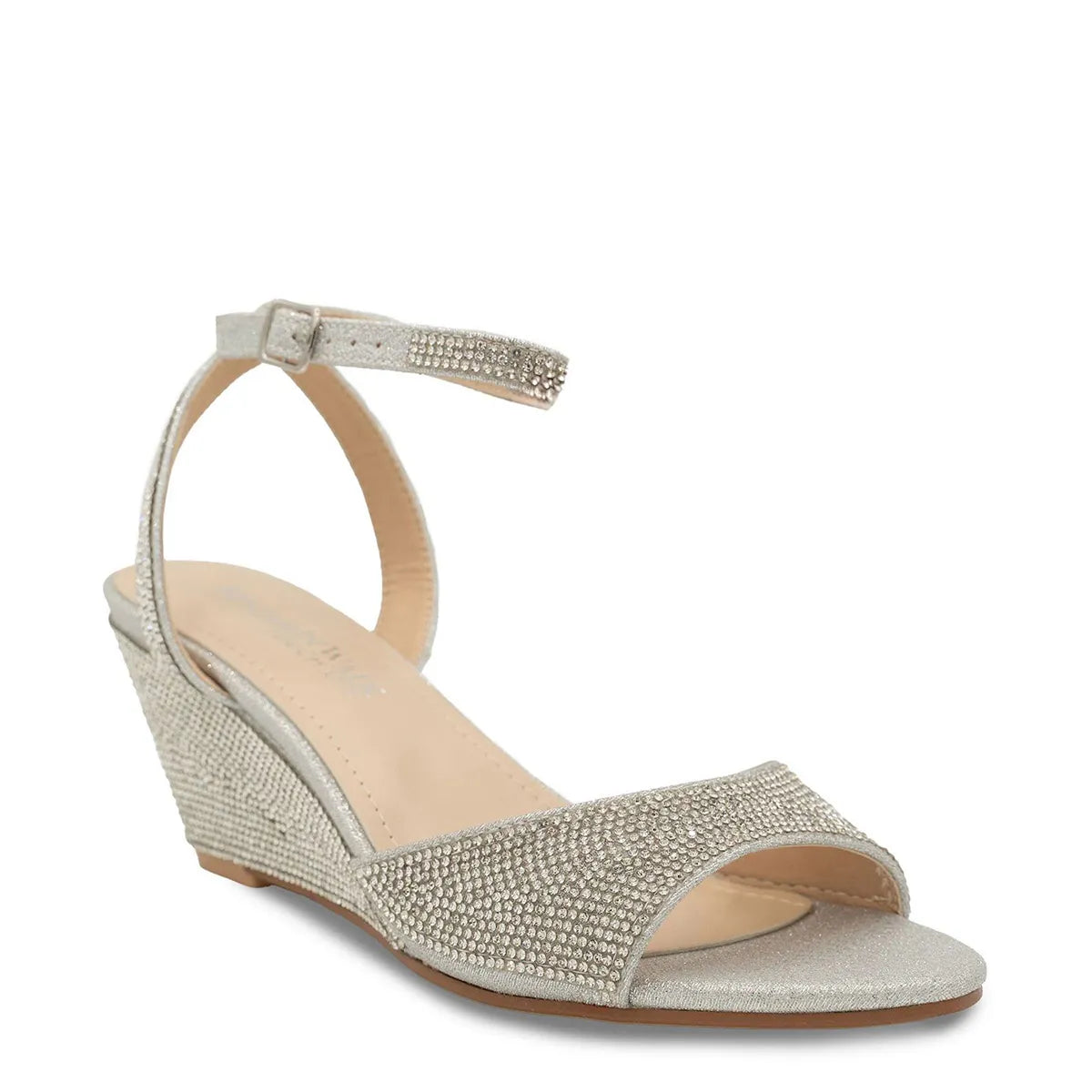 Moxie Silver | Mid Wedge Heel Sandals | Benjamin Walk