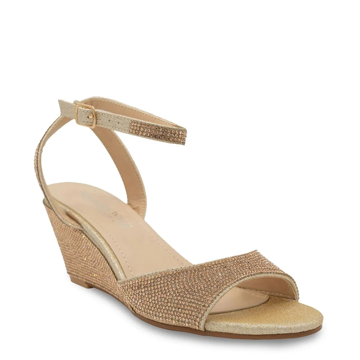 Touch Ups by Benjamin Walk Moxie Wedge Sandal | Women's | Champagne | Size 6.5 | Heels | Sandals