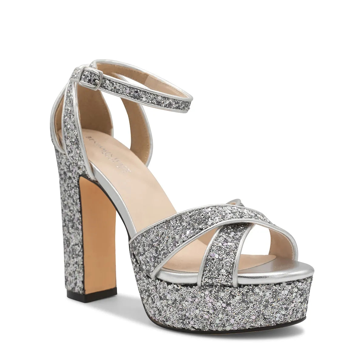Jemma Silver | High Block Heel Platform Sandals | Benjamin Walk Jemma Silver | High Block Heel Platform Sandals | Benjamin Walk
