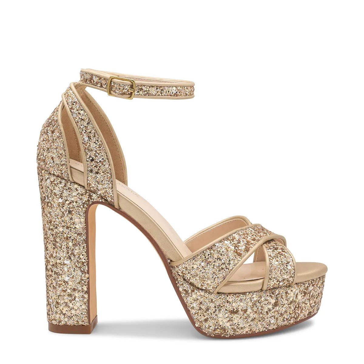 Jemma Champagne | High Block Heel Platform Sandals | Benjamin Walk