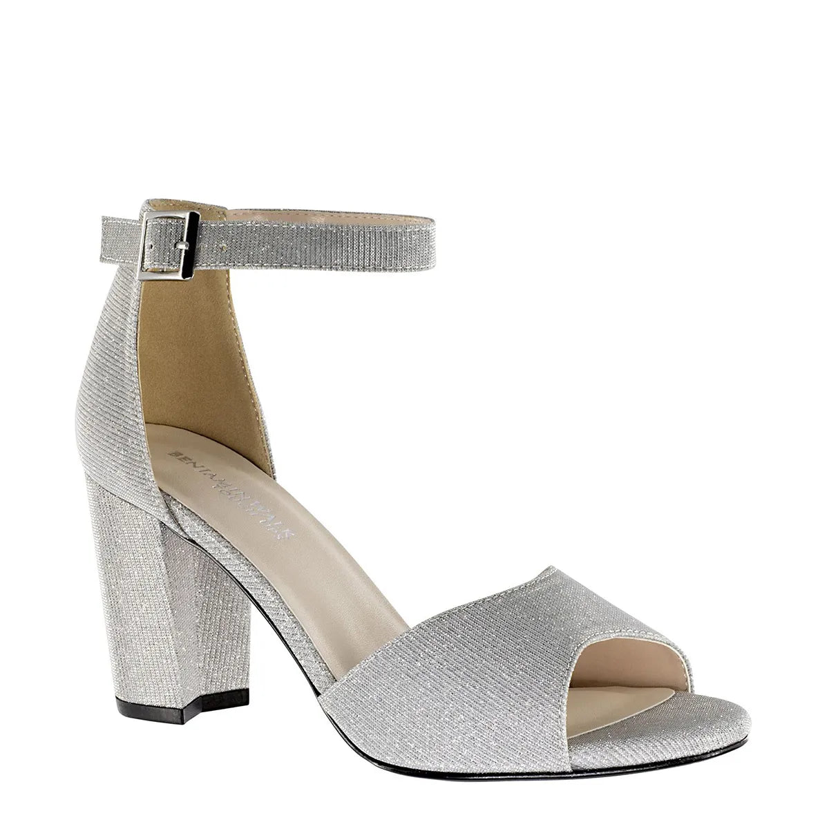 Amaya Silver | Mid Block Heel Sandals | Benjamin Walk