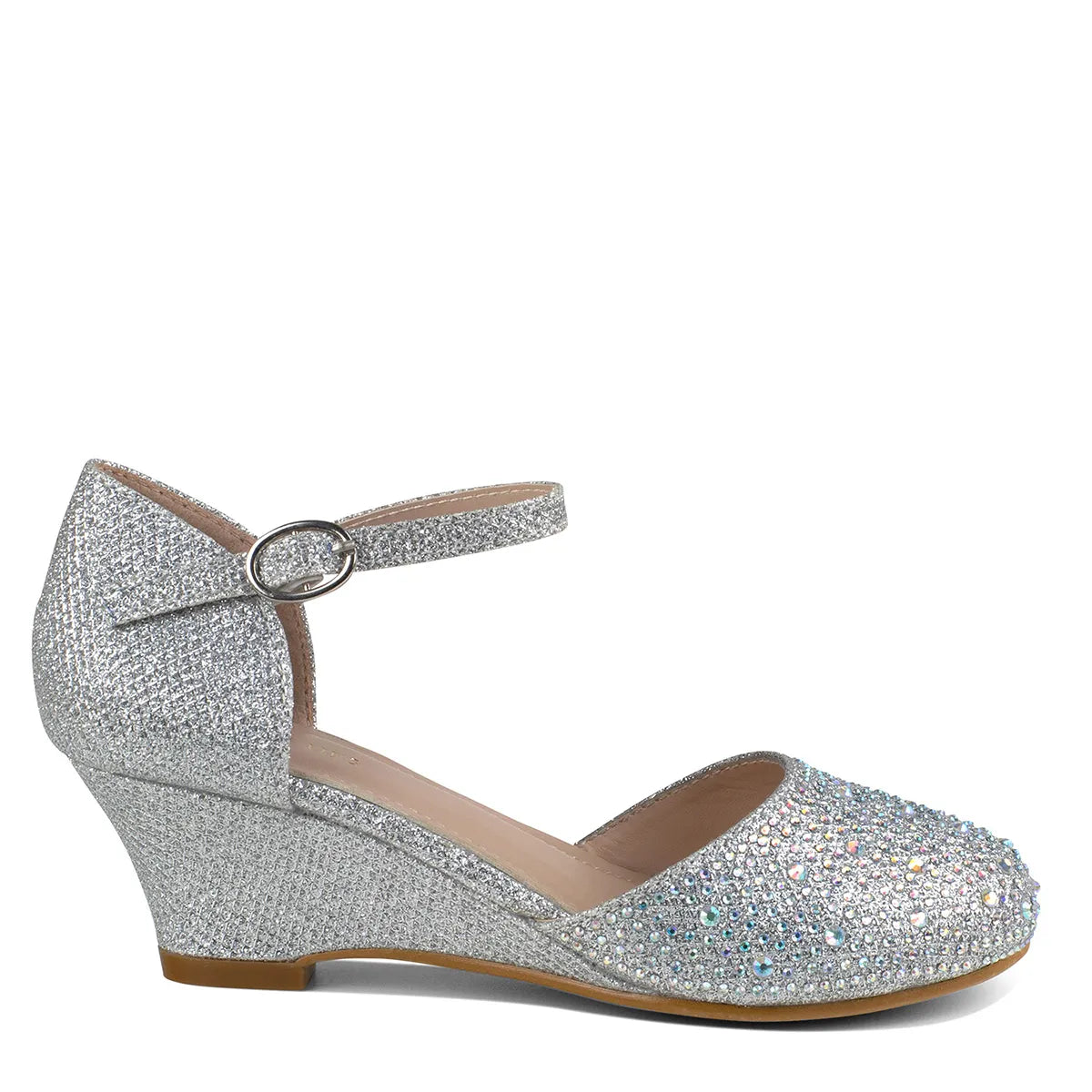 plus size dresses to wear to a wedding Angel Silver | Low Wedge Heel Closed Toe Girls Shoes