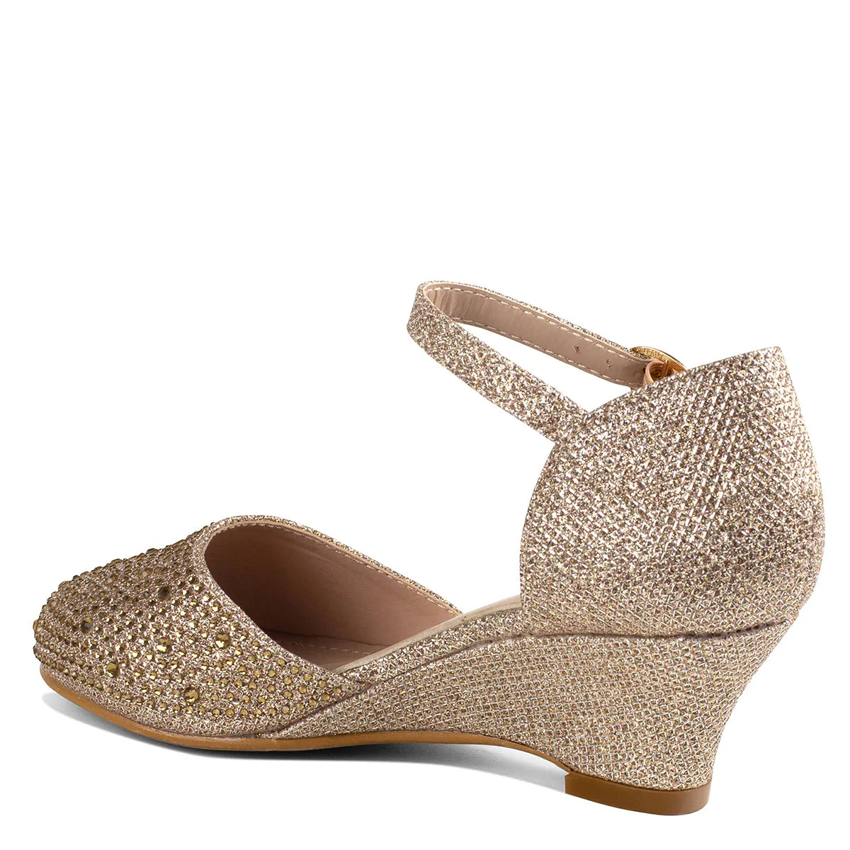 Angel Champagne Low Wedge Heel Closed Girls Shoes Benjamin Walk