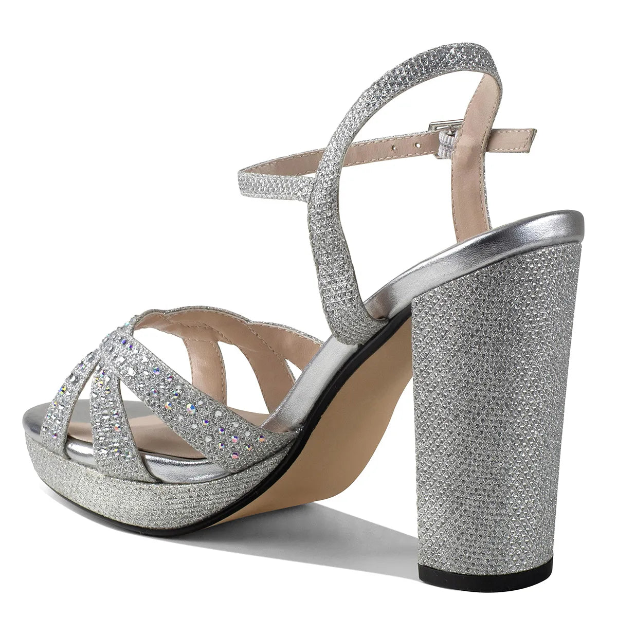 Ava Silver | High Stable Heel Platform Sandals | Benjamin Walk