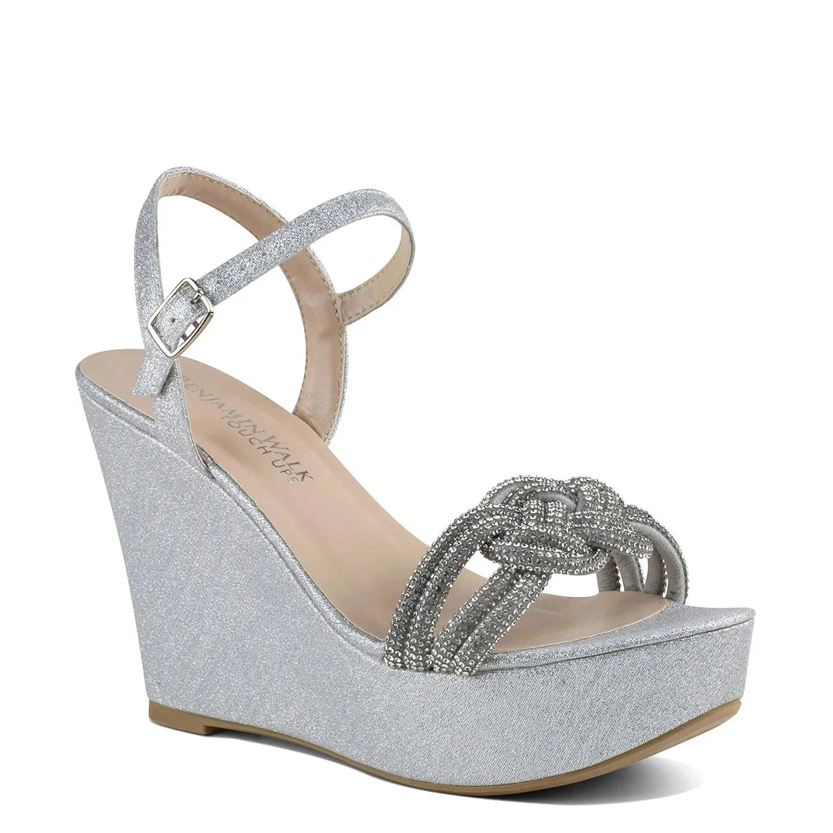 Gemini Silver | High Wedge Heel Platform Sandals | Benjamin Walk