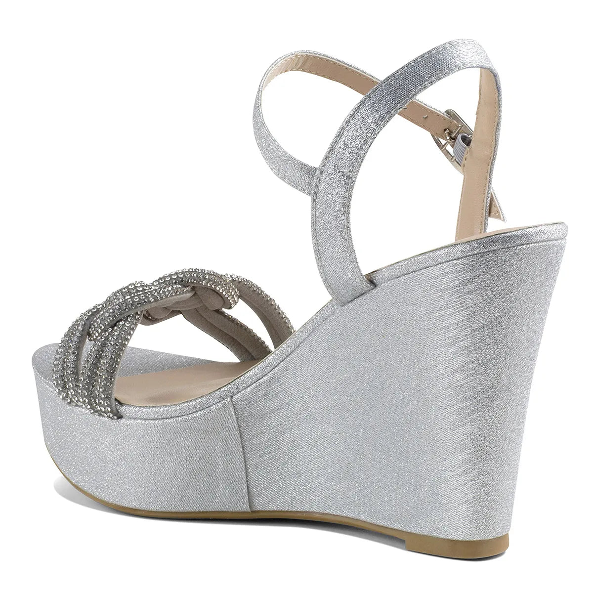 FTW ミッキーベール ショート シルバー（ラメ入り） Gemini Silver | High Wedge Heel Platform Sandals | Benjamin Walk