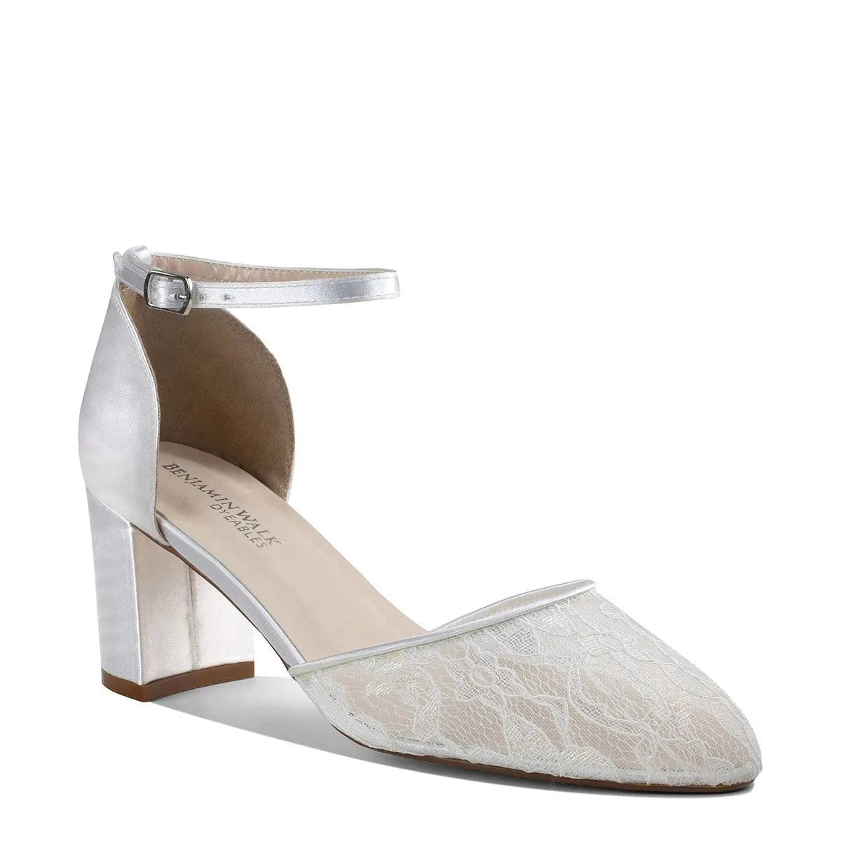 Hazel White Stable Heel Dyeable Bridal Sandals Benjamin Walk