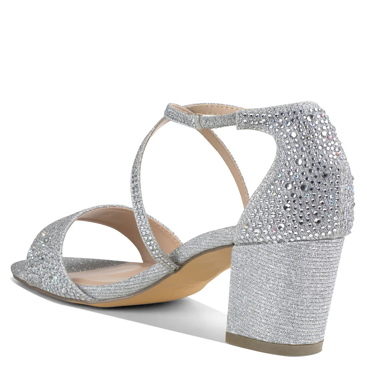 Ines Silver | Low Block Heel Sandals | Benjamin Walk