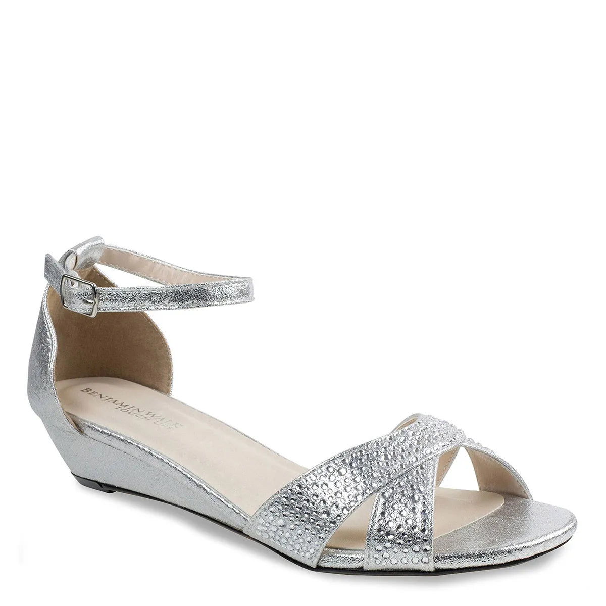 Iris Silver | Low Wedge Heel Sandals | Benjamin Walk