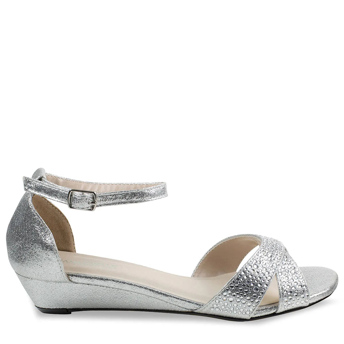 Iris Silver | Low Wedge Heel Sandals | Benjamin Walk