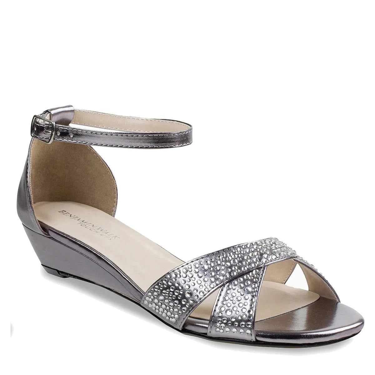 Iris Pewter Low Wedge Heel Sandals Benjamin Walk