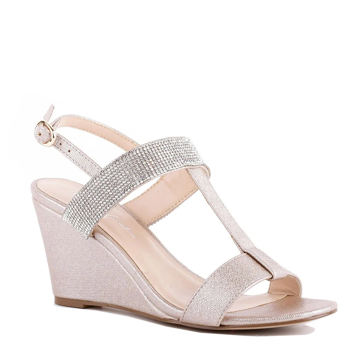 Jacey Champagne Mid Wedge Heel Sandals Benjamin Walk