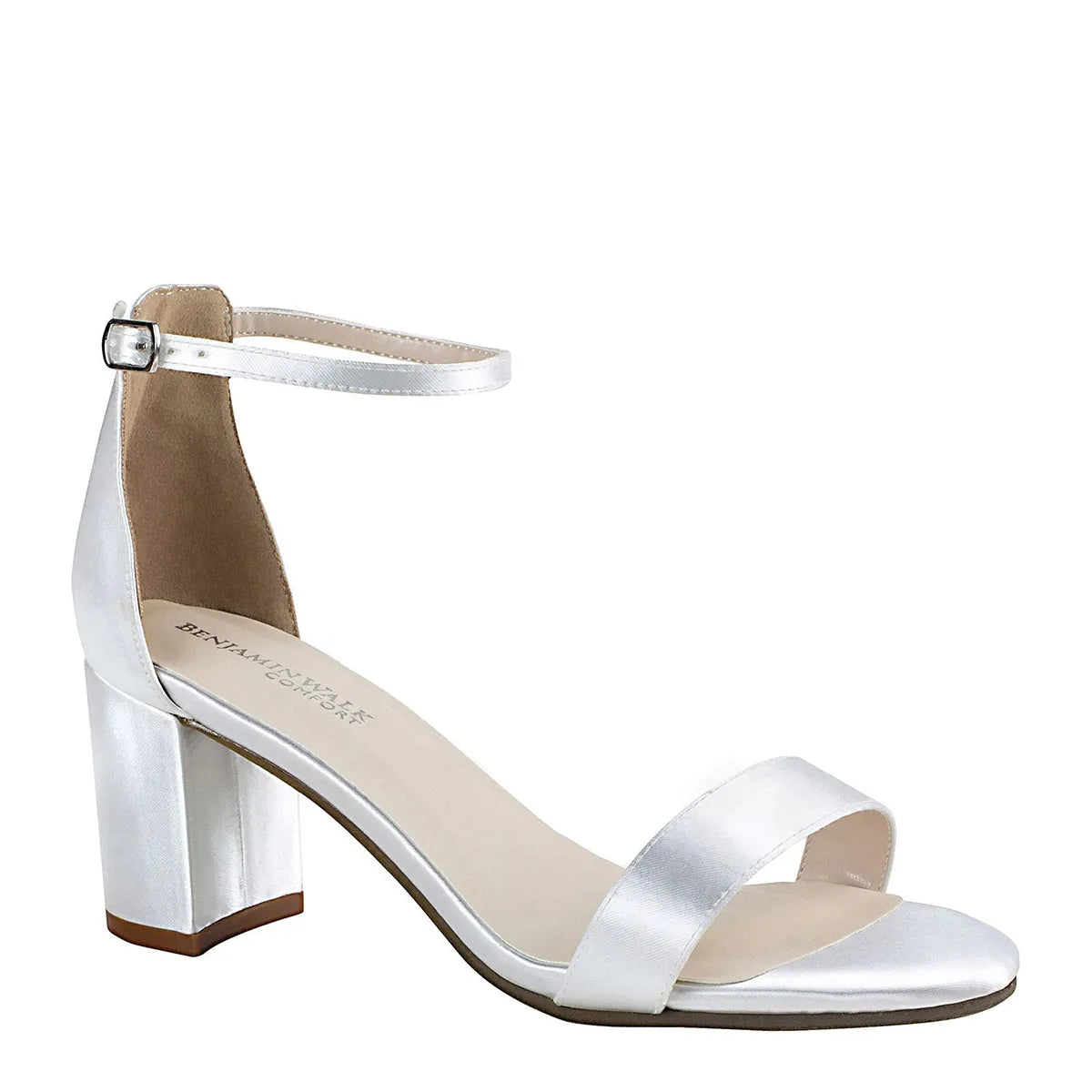 January White Low Block Heel Dyeable Bridal Sandals Benjamin Walk