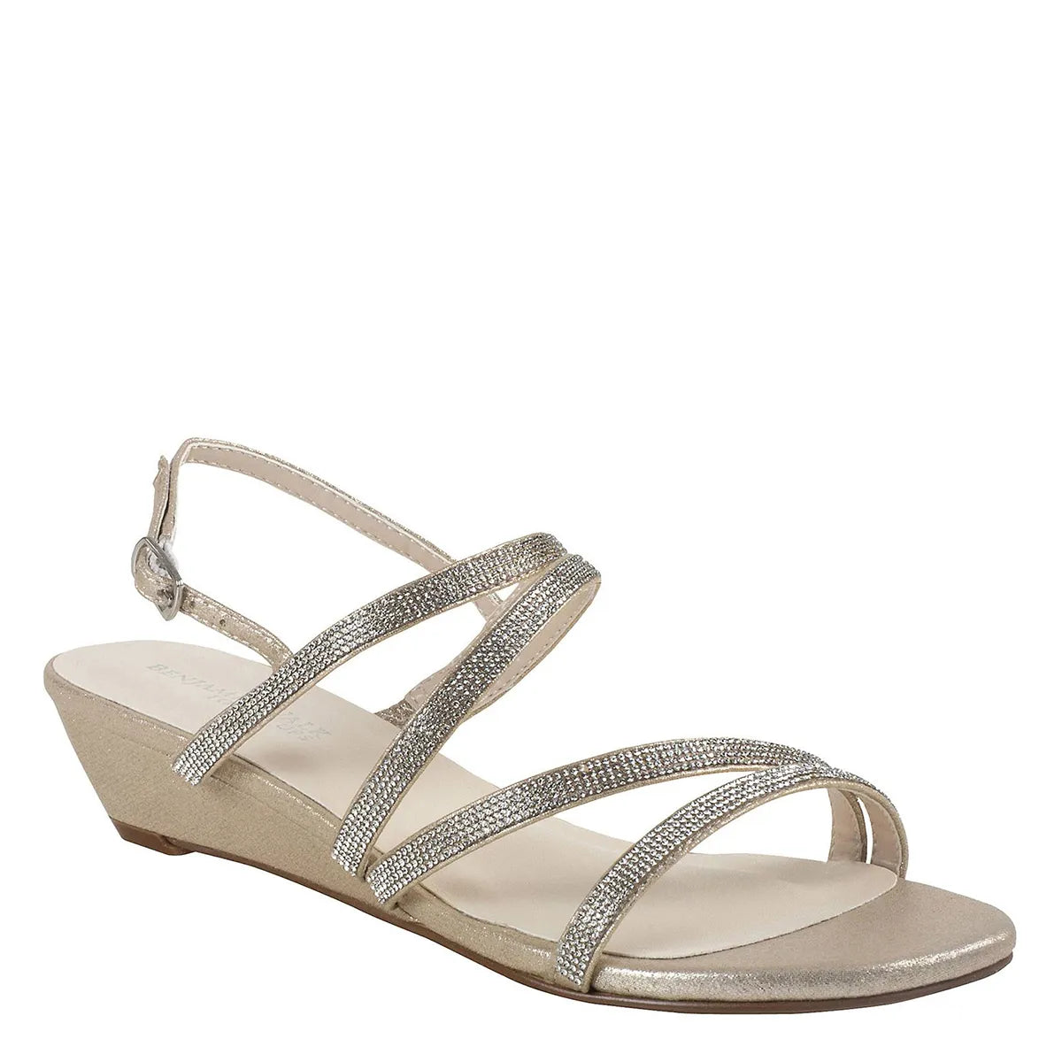 Jodi Champagne Low Wedge Heel Sandals Benjamin Walk