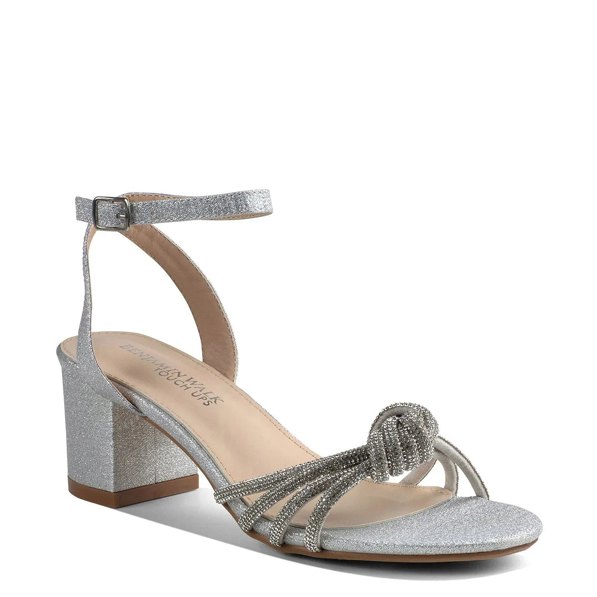 Libra Silver | Mid Block Heel Sandals | Benjamin Walk