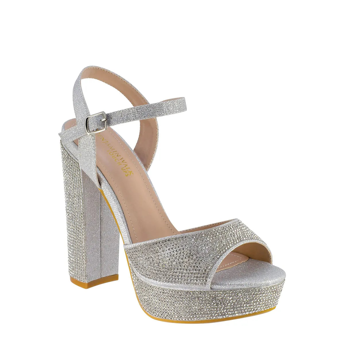 Lynx Silver High Block Heel Platform Sandals Benjamin Walk