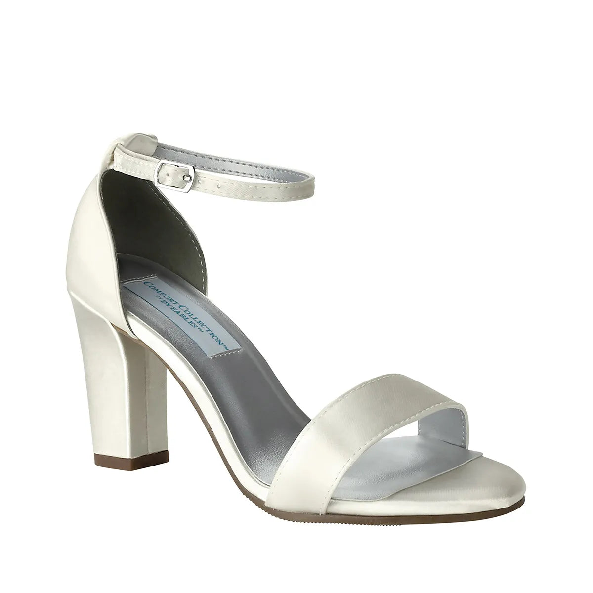 Maddox White | Mid Block Heel Dyeable Bridal Sandals | Benjamin Walk