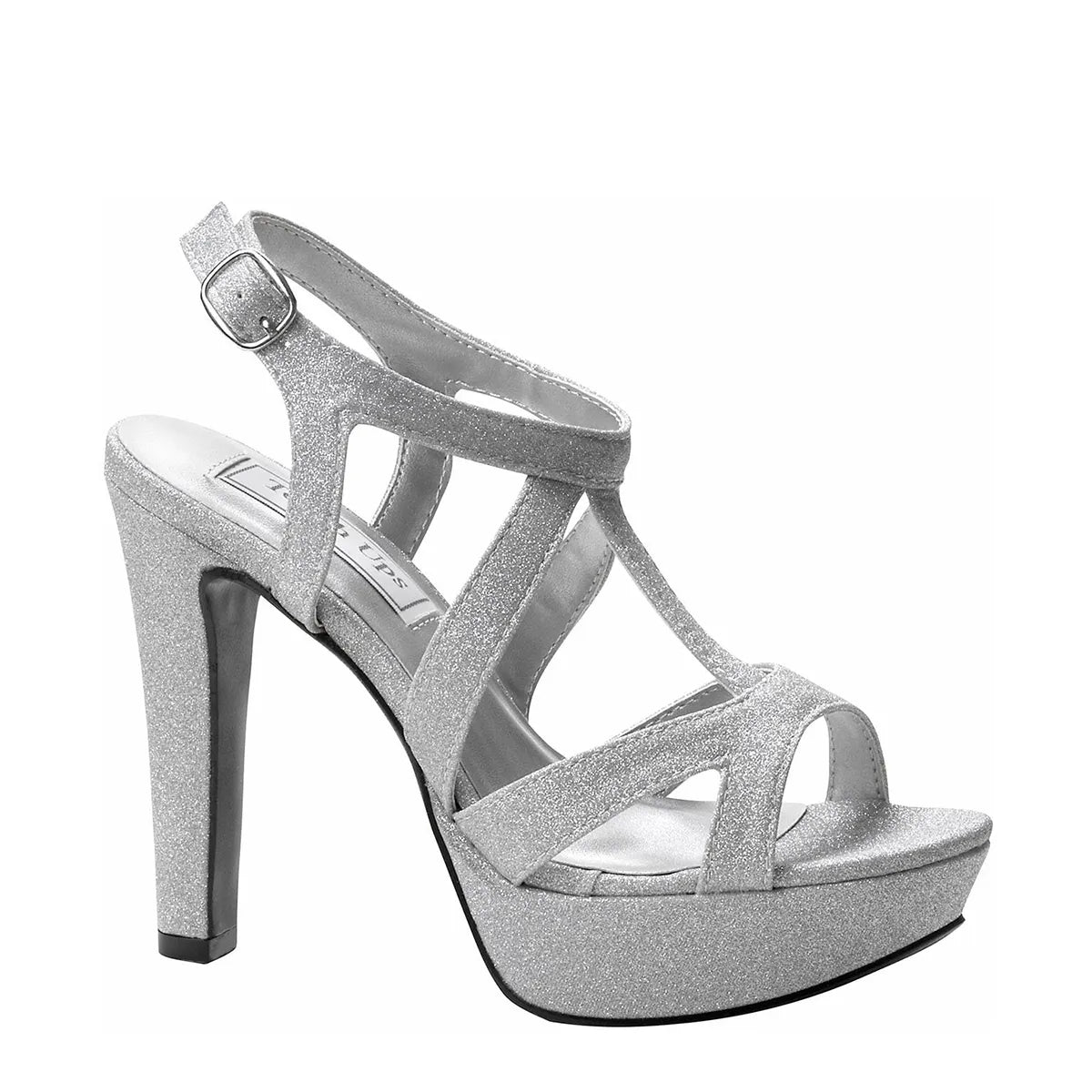 Queenie Silver | High Wide Heel Sandals | Benjamin Walk
