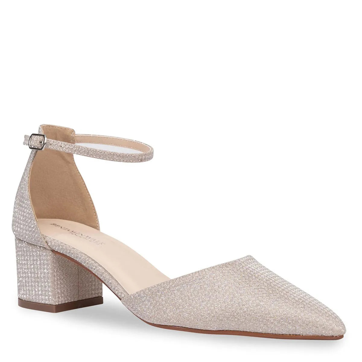 Tegan Champagne Low Block Heel Closed Toe Sandals Benjamin Walk