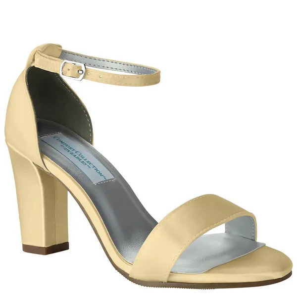 Maddox White | Mid Block Heel Dyeable Bridal Sandals | Benjamin Walk