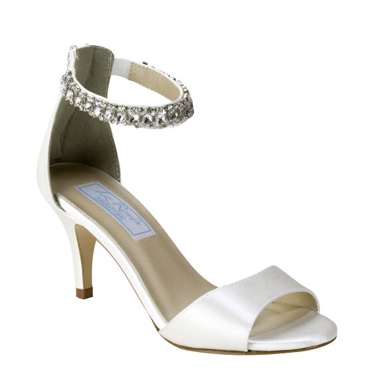 White Silk Satin Liz Rene Florence High Heel Rhinestone Bridal Shoe 