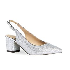 Aubree Silver Glitter Closed Toe Womens Prom Pumps - Shoes by Paradox London