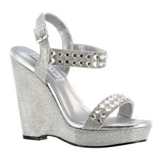 Brynn Silver Shimmer Open Toe Womens Prom Sandals - Shoes from Touch Ups by Benjamin Walk