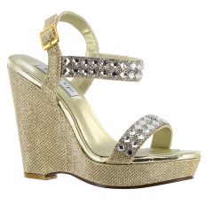Brynn Gold Shimmer Open Toe Womens Evening / Prom Sandals - Shoes from Touch Ups by Benjamin Walk