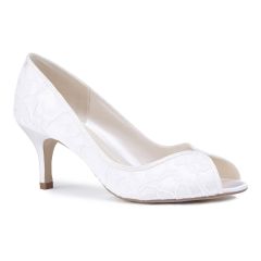 Christabel Ivory Lace Peeptoe Womens Bridal Pumps - Shoes by Paradox London