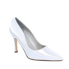 Debutante White Satin Closed Toe Womens Bridal Pumps - Shoes from Dyeables by Dyeables
