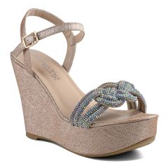 Gemini Champagne Glitter Open Toe Womens Platform Sandals - Shoes from Touch Ups | Benjamin Walk