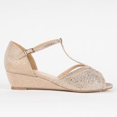 Janelle Champagne Shimmer Open Toe Womens Sandals - Shoes from Paradox London | Benjamin Walk