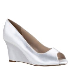 Nicole White Satin Peeptoe Womens Pumps - Shoes from Dyeables | Benjamin Walk