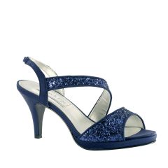 Reagan Navy Glitter Open Toe Womens Evening / Prom Sandals - Shoes from Touch Ups by Benjamin Walk