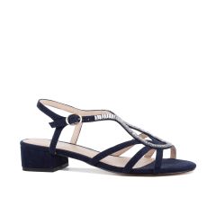 Rita Navy Micro Suede Open Toe Womens Evening / Prom Sandals - Shoes by Paradox London