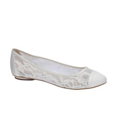 Sweetie Ivory Lace Mesh Closed Toe Womens Bridal Pumps - Shoes by Paradox London