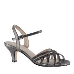 Amara Pewter Glitter Open Toe Womens Evening / Prom Sandals - Shoes from Touch Ups by Benjamin Walk
