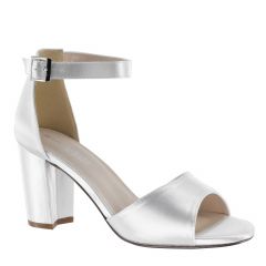 Amaya White Satin Open Toe Womens Bridal Sandals - Shoes from Dyeables by Benjamin Walk