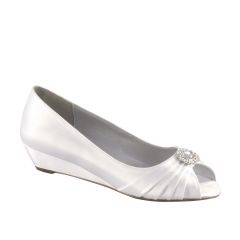 Anette White Satin Peeptoe Womens Bridal Pumps - Shoes from Dyeables by Dyeables