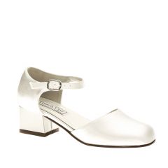 Clarissa White Satin Closed Toe Children's Pumps - Shoes from Touch Ups by Benjamin Walk