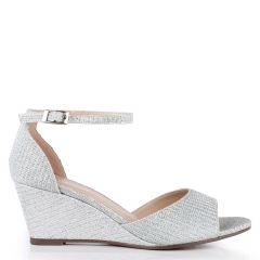 Jemma Silver Glitter Open Toe Womens Prom Sandals - Shoes by Paradox London