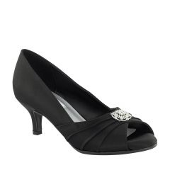 Kristin Black Satin Peeptoe Womens Evening Pumps - Shoes from Dyeables by Dyeables