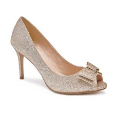 Piper Champagne Glitter Peeptoe Womens Evening / Prom Pumps - Shoes by Paradox London