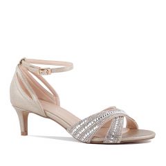 Sabrina Champagne Shimmer Print Open Toe Womens Evening / Prom Sandals - Shoes by Paradox London