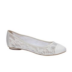 Sweetie Ivory Lace Mesh Closed Toe Womens Bridal Pumps - Shoes by Paradox London